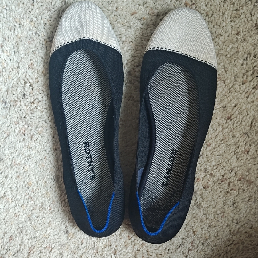 Rothy's Black and Cream Loafers Comfortable Flats